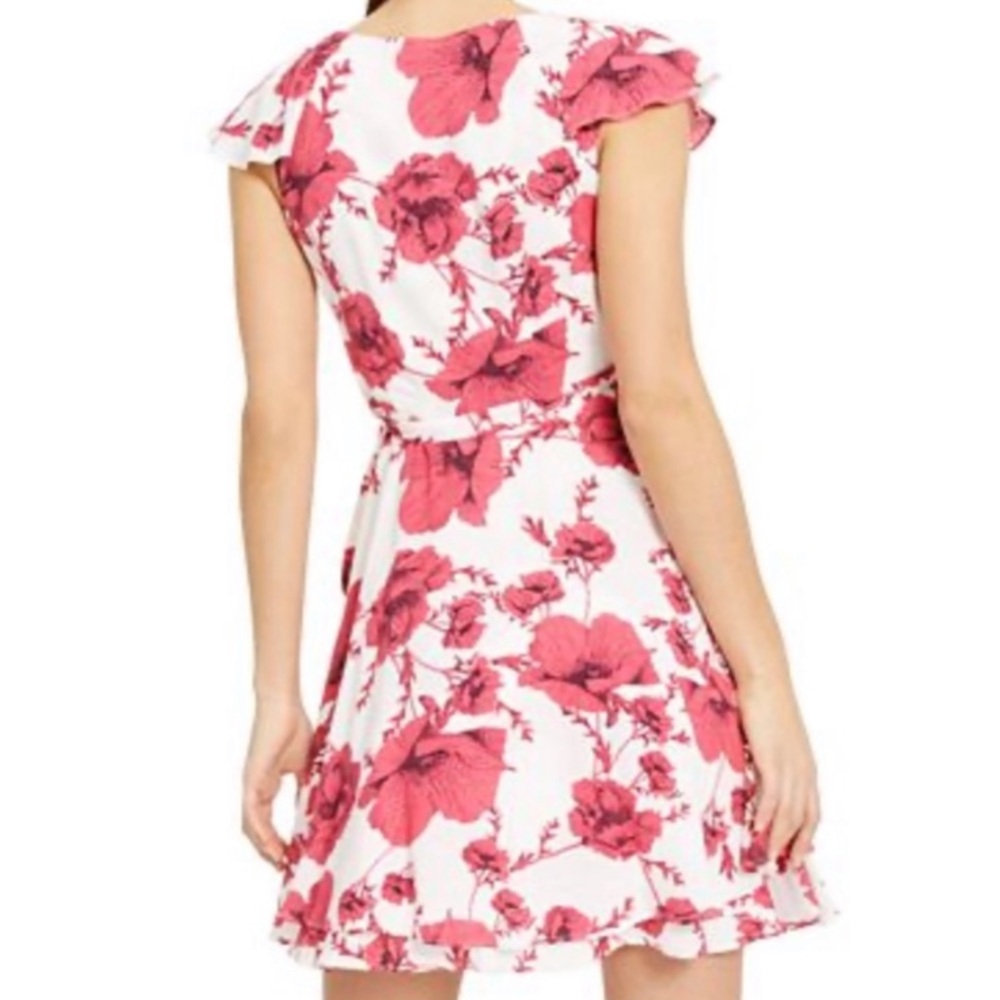 Free People French Quarter Wrap Mini Dress Hot Pink Floral - Picture 2 of 14